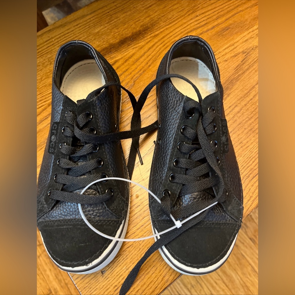 Black Leather Sneakers Crocs Hover
